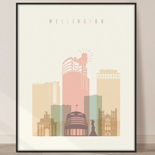 Wellington Print New Zealand Art Wellington Poster Etsy