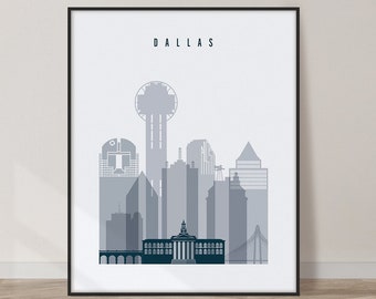 Dallas skyline art print, Dallas poster, Dallas wall art, Dallas Texas cityscape, ArtPrintsVicky