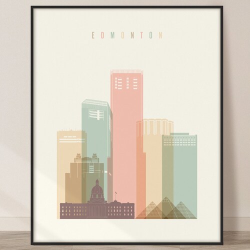 EDMONTON CITY MAP Fine Art Map Poster Modern Alberta Etsy Canada