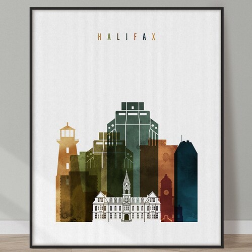 Halifax Nova Scotia Skyline Poster Canada Art Print Item T4386 Etsy
