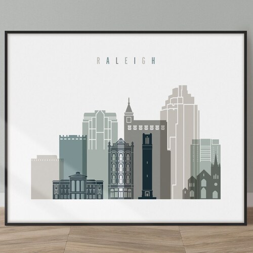 Raleigh Art Print Raleigh Poster Raleigh NC Skyline North Etsy