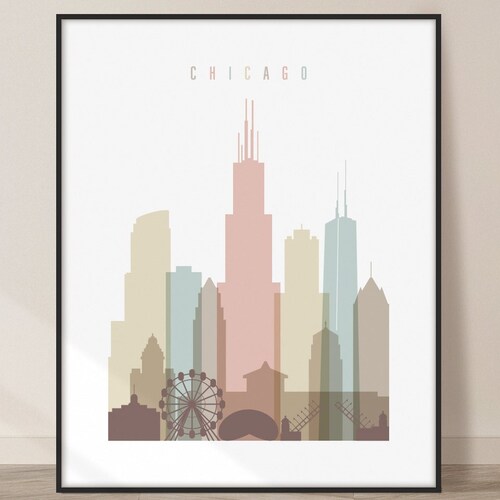 Chicago Skyline Chicago Illinois Cityscape Art Print 1248 - Etsy