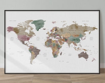 Large World World Map Wall Art Map Map - Etsy