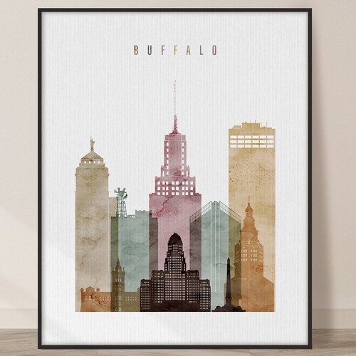 Buffalo NY Minimalist Illustration Housewarming Gift Wall Art Etsy