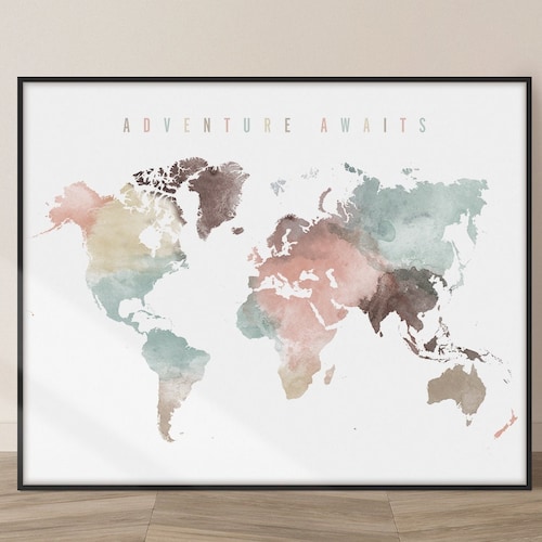 Home & Living Wall Décor Push pin world map Pink Travel map Custom