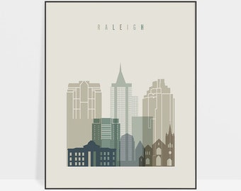 Raleigh Art Print Raleigh NC City Skyline Poster Raleigh | Etsy