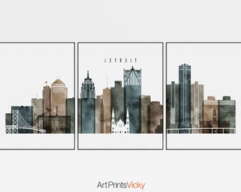 Detroit Skyline Etsy