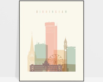 Modern Wall Art Print Birmingham Vintage Travel Poster