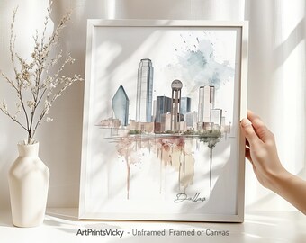 Dallas skyline Print | Wall Art Poster Illustration | Modern Home and office Decor | ArtPrintsVicky