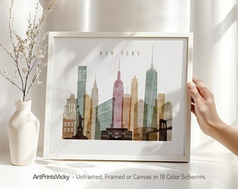 New York skyline wall art print, Poster cityscape for home and office decor, Minimalist City Prints, Personalized gifts | ArtPrintsVicky
