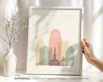 Winston Salem Print, Winston Salem skyline poster, City print, Travel gifts, Office decor | ArtPrintsVicky