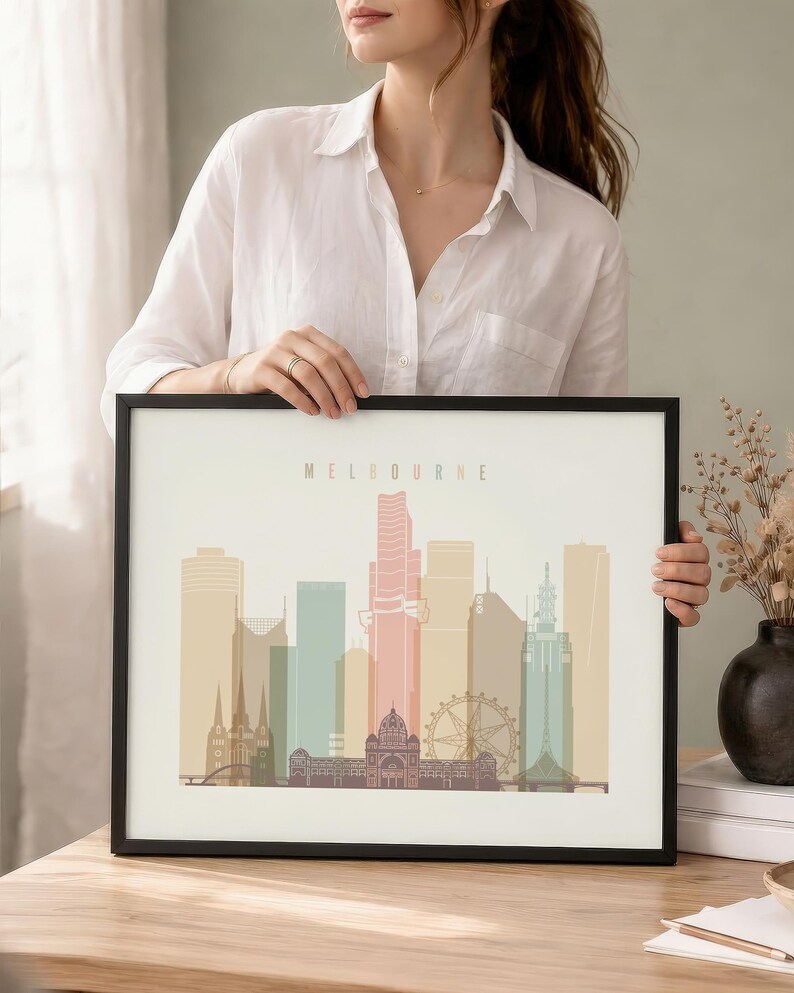 Lámina decorativa de Melbourne, pósteres de paisajes urbanos de Victoria, Australia, regalos de viaje imagen 2