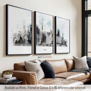 Tokyo 3 Piece Wall Art Prints, Tokyo Skyline Poster Set | ArtPrintsVicky