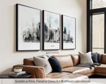 Tokyo 3 Piece Wall Art Prints, Tokyo Skyline Poster Set | ArtPrintsVicky