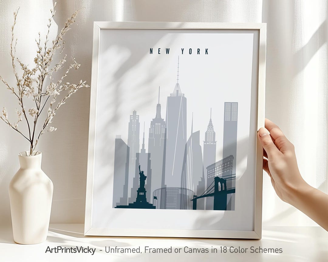 New York City Skyline Art Print: Customizable NYC Wall Decor - Etsy