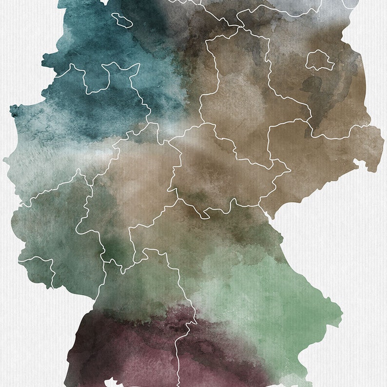 Germany map poster Deutschland watercolor print Germany watercolor map Typography art Germany Wall art Fine art prints ArtPrintsVicky