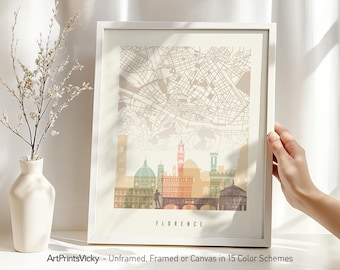 Florence Map Poster, City Map & Skyline Print | ArtPrintsVicky