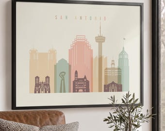 San Antonio Wall Art Print, Texas Poster, Travel Gifts, Office Decor