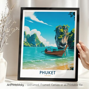 Phuket Thailand Travel Poster | Phuket Print | Retro Wall Art Home Decor