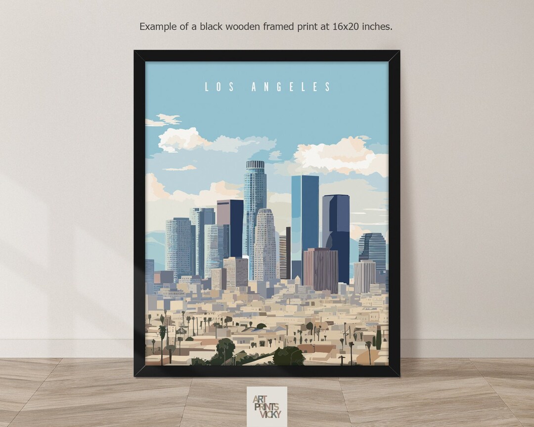 Los Angeles Print Poster Los Angeles Art Skyline Wall Art Etsy