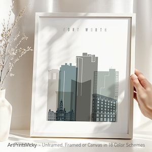 Fort Worth Print, Poster Skyline, Travel Decor, Personalised City Print | ArtPrintsVicky