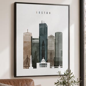 Boston Wall Art Print, Skyline Poster, Massachusetts Cityscape
