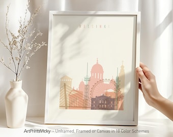 Helsinki Wall Art Poster, Helsinki Print, Travel Decor, Personalised City Print | ArtPrintsVicky