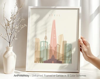 Seoul poster, print, Seoul skyline, wall art, South Korea City art, Travel poster, Gift, Home decor | ArtPrintsVicky
