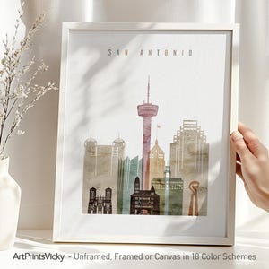 San Antonio art print, San Antonio skyline, San Antonio watercolor poster, Wall art, City print, home decor, Travel gift | ArtPrintsVicky