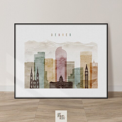 Denver Poster Print Denver Skyline Wall Art Colorado Etsy