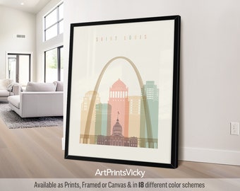 St Louis Print, Poster Skyline, Missouri Wall Art for Homes, Offices, and Unique Travel Gifts | ArtPrintsVicky