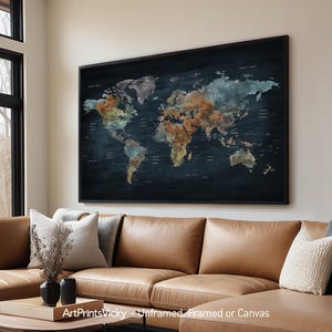 Weltkarte Wall Art Print | Karte Poster gerahmt oder Leinwand | ArtPrintsVicky