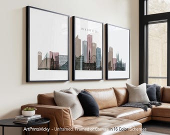 Manchester prints set of 3 pieces posters by ArtPrintsVicky