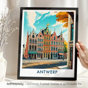 Antwerp Belgium Art Print: Minimalist Cityscape, Travel Poster