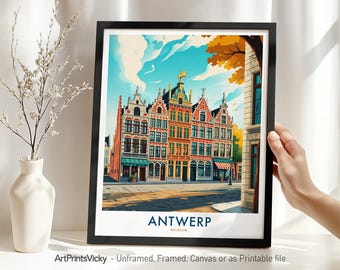 Antwerp Belgium Travel Poster | Antwerp Wall Art Print | Cityscape Decor for Home or Office | Housewarming Gift