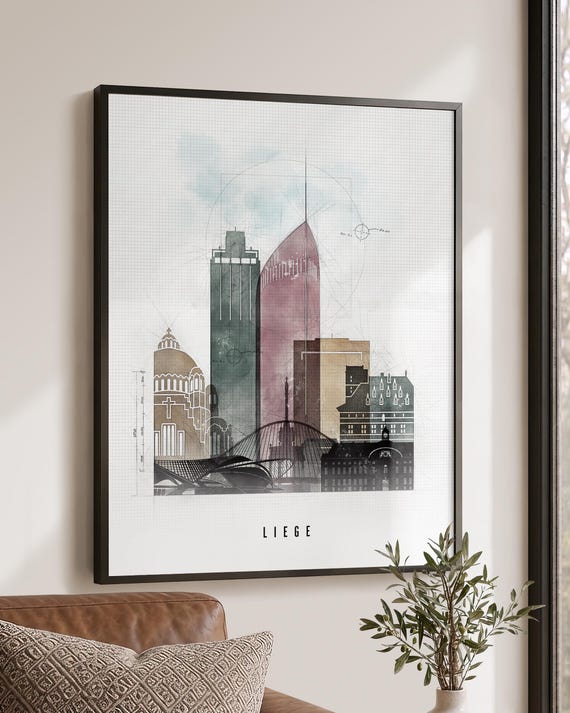 Liege Wall Art Poster, Belgium Cityscape Prints, Travel Gifts