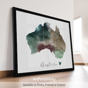 Australia map poster print | Personalised gifts wall art | Decor for home and office | ArtPrintsVicky