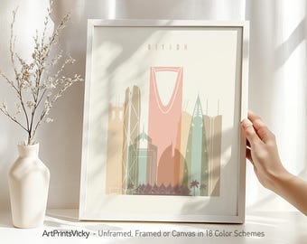 Riyadh print, poster wall art, Saudi Arabia cityscape, Travel poster, City print, Travel gifts, Office decor | ArtPrintsVicky