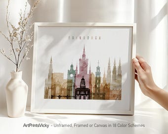 Edinburgh City Print – Skyline Poster or Canvas – Modern Wall Art for Office, Home Decor or Travel Gift | ArtPrintsVicky