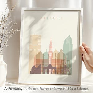 Brussels poster, Brussels print, Belgium skyline, Travel poster, City print, Travel gifts, Office decor | ArtPrintsVicky