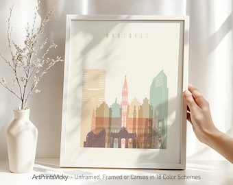 Brussels poster, Brussels print, Belgium skyline, Travel poster, City print, Travel gifts, Office decor | ArtPrintsVicky