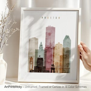 Houston skyline wall art, Houston poster, Houston Texas art | ArtPrintsVicky