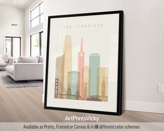 San Francisco Print, Poster wall art, California Cityscape, travel gifts, office decor | ArtPrintsVicky