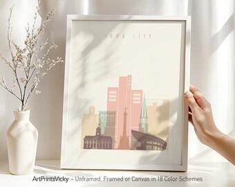 Iowa City Print, Skyline poster, Wall art print, travel print, City print, Personalised gift | ArtPrintsVicky