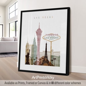 Las Vegas art print, wall art poster, Las Vegas skyline, Nevada travel print, City print, personalised gift | ArtPrintsVicky