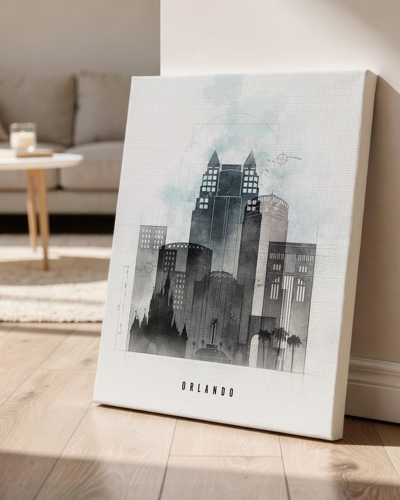 Orlando Wall Art Prints, Florida Skyline Posters, Frame and Canvas options bild 5