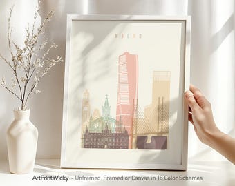 Malmo Poster, Skyline Print, Travel Decor, Personalised City Print | ArtPrintsVicky