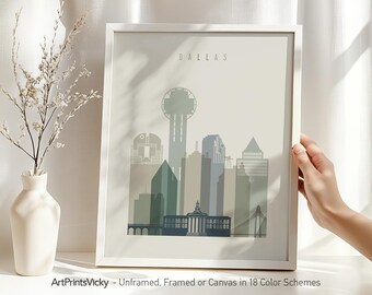 Dallas Art Print, Dallas Skyline Poster, Lime cream wall art print | ArtPrintsVicky