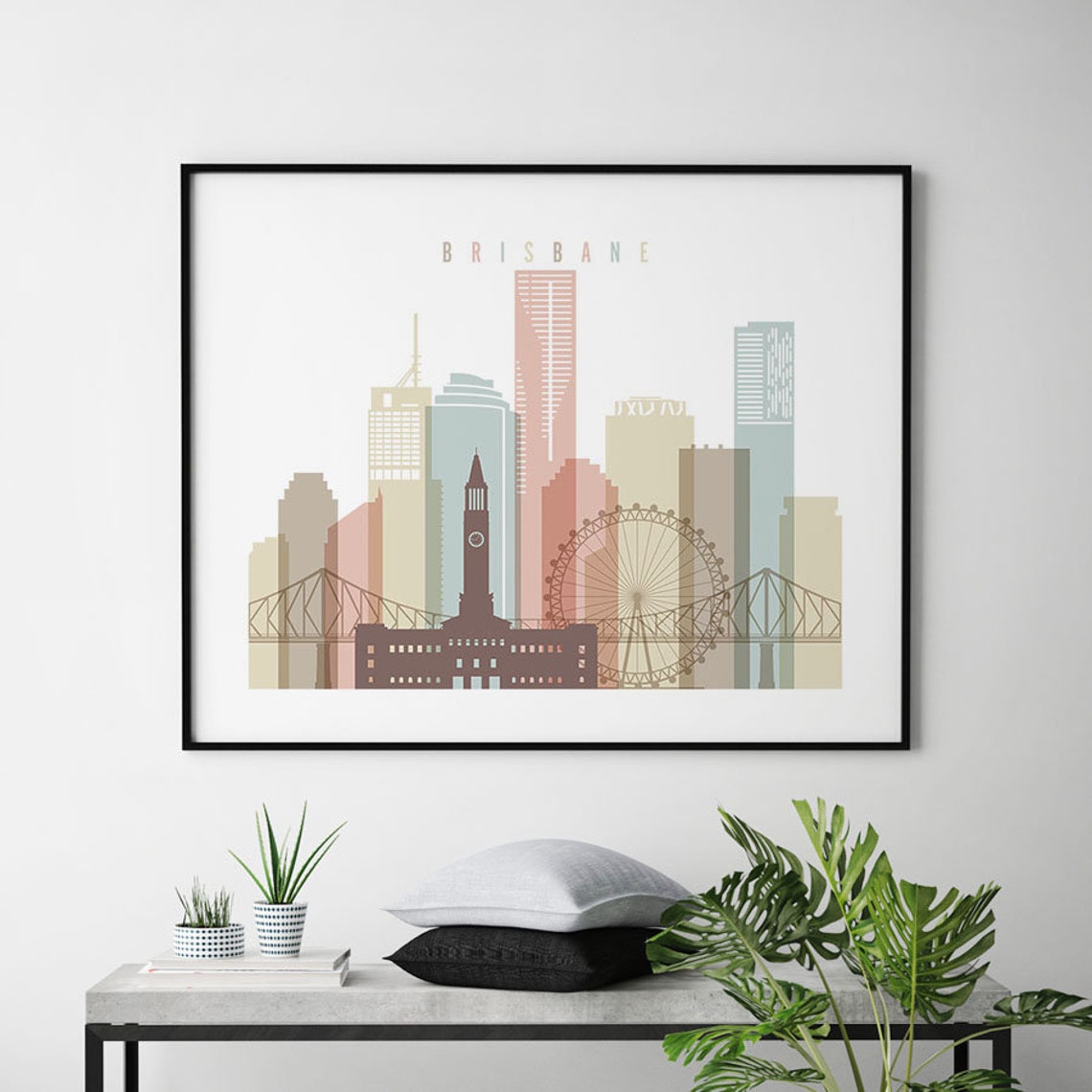 Brisbane Poster Brisbane Print Brisbane Skyline Wall Art Etsy