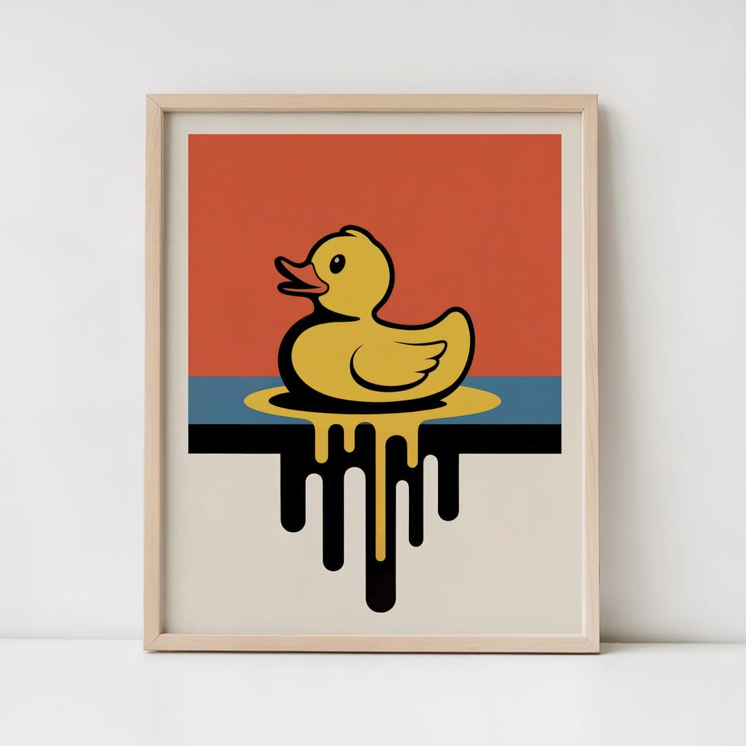 Yellow Rubber Duck Print, Retro Bathroom Poster, Playful Wall Decor - Etsy